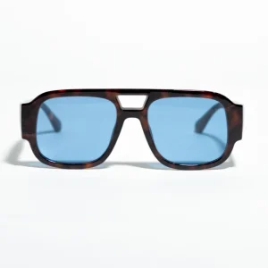 Lentes de Sol con Armazón Grueso Azul-print para Mujer