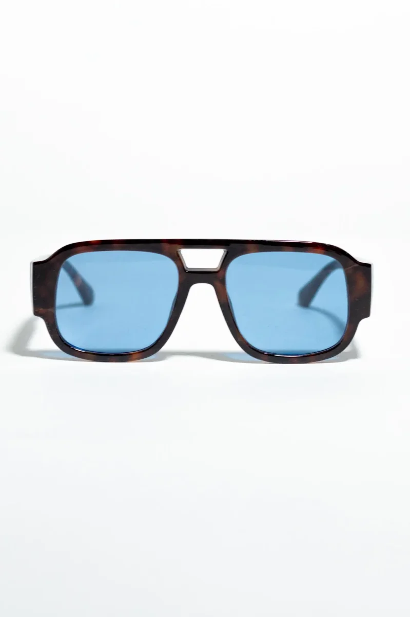 Lentes de Sol con Armazón Grueso Azul-print para Mujer