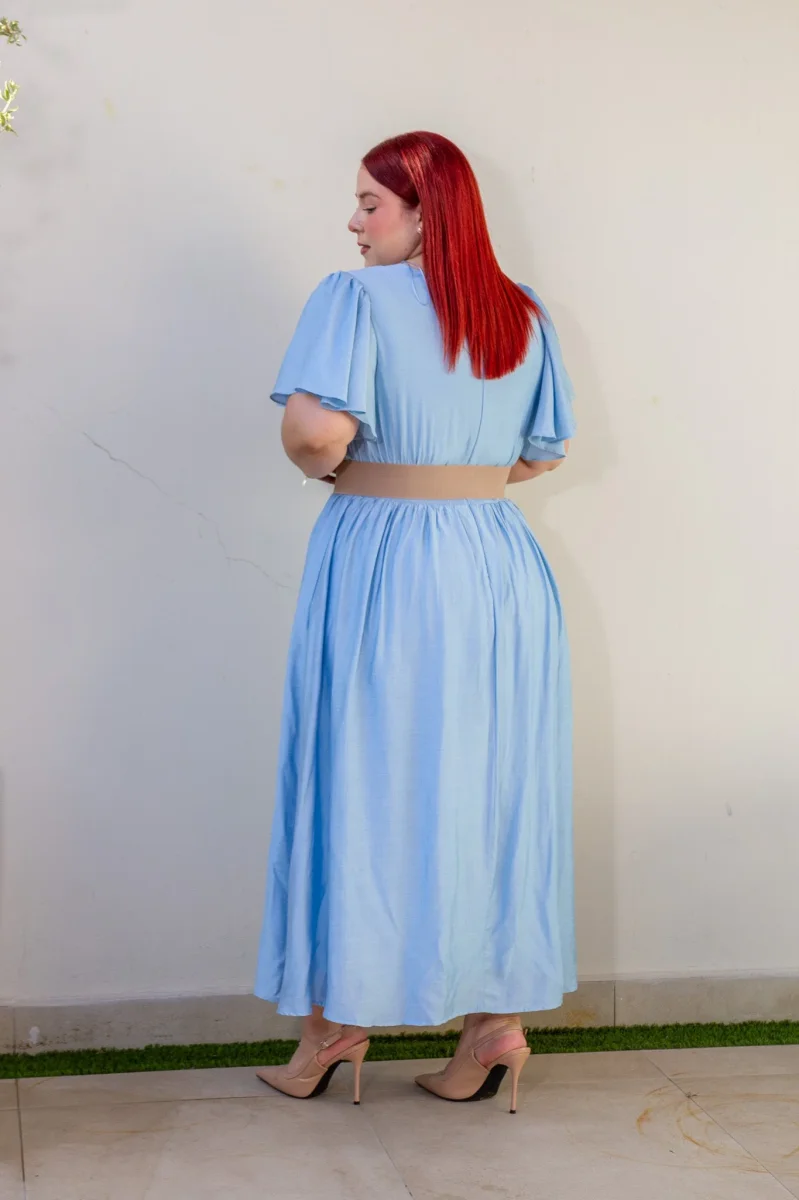 Vestido Curvy Midi Wrap Azul Cielo - Imagen 5