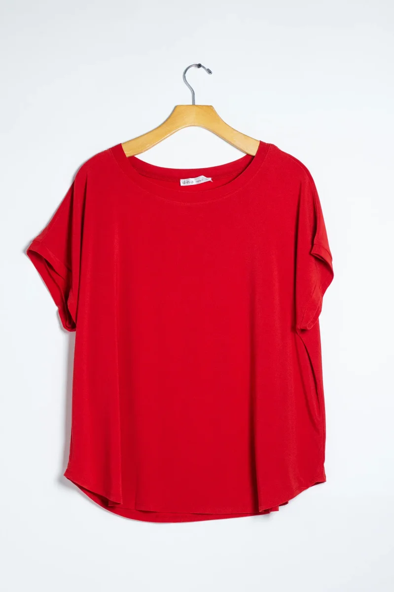 Blusa Curvy Licra Cuello Redondo Manga Corta Rojo Statement - Imagen 9