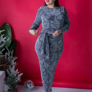 Vestido con Brillos de Estrellas Plata Plus Size para Mujer