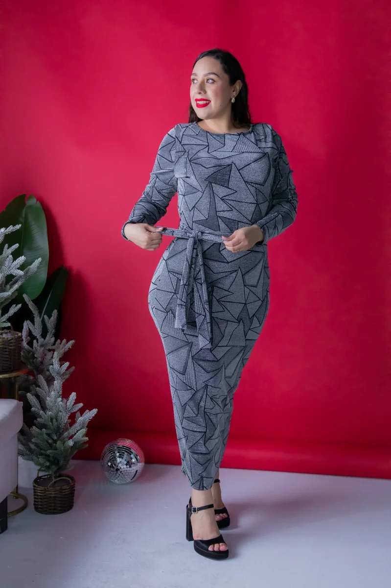 Vestido con Brillos de Estrellas Plata Plus Size para Mujer - Imagen 2