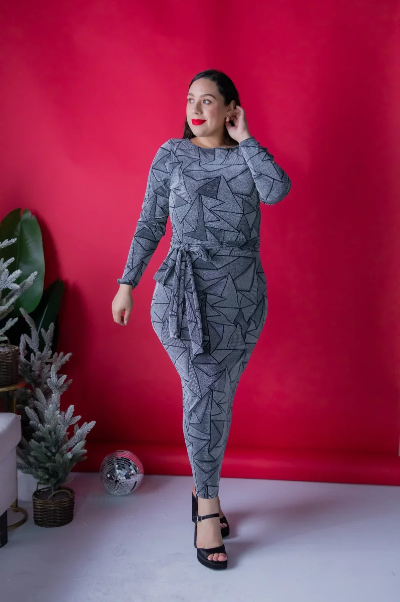 Vestido con Brillos de Estrellas Plata Plus Size para Mujer - Imagen 3