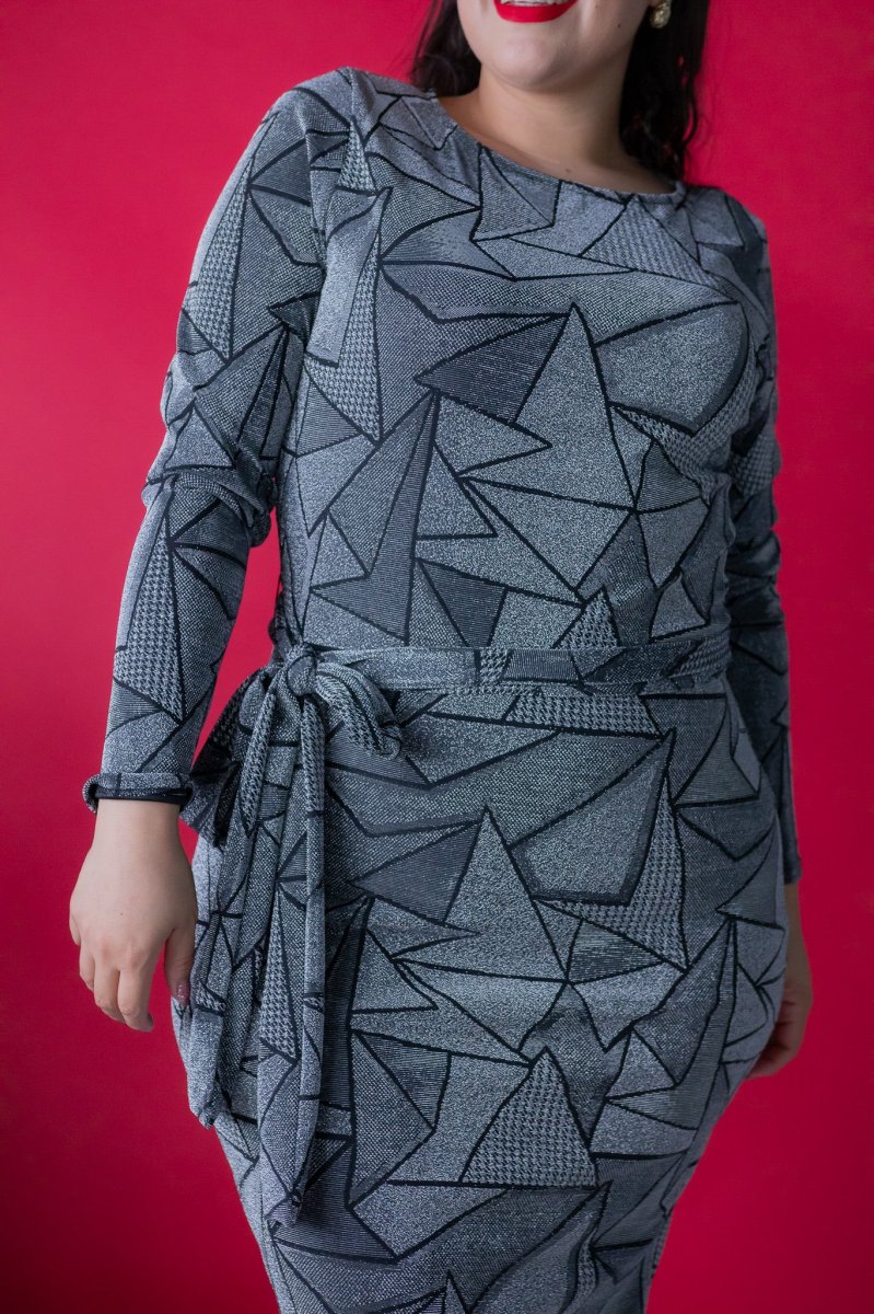 Vestido con Brillos de Estrellas Plata Plus Size para Mujer - Imagen 4