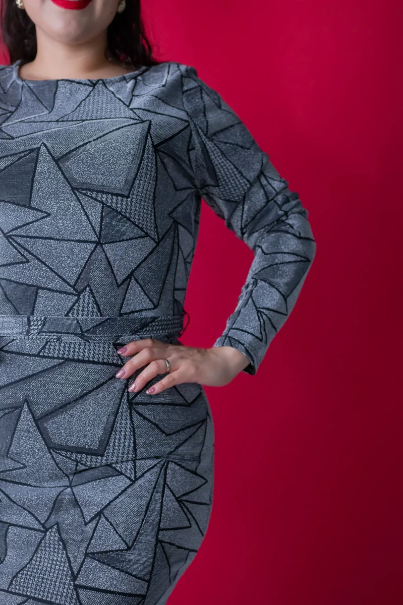 Vestido con Brillos de Estrellas Plata Plus Size para Mujer - Imagen 5