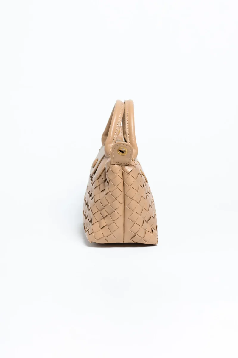 Mini Bolsa de Mano Tejida Café Claro - Imagen 3