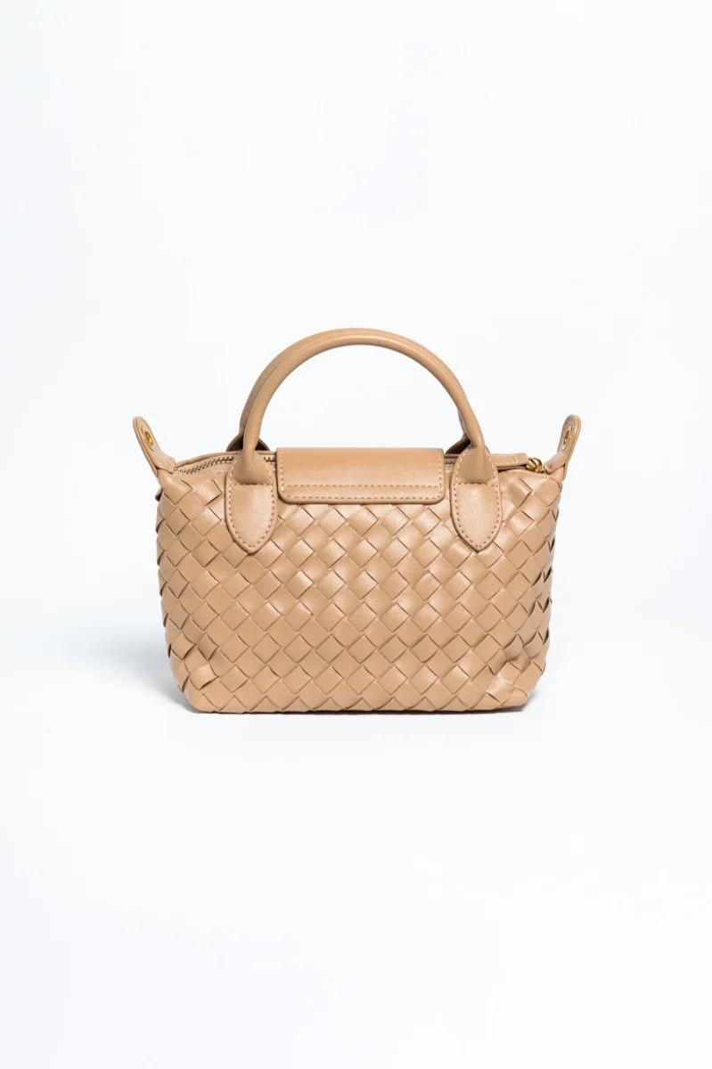 Mini Bolsa de Mano Tejida Café Claro - Imagen 7