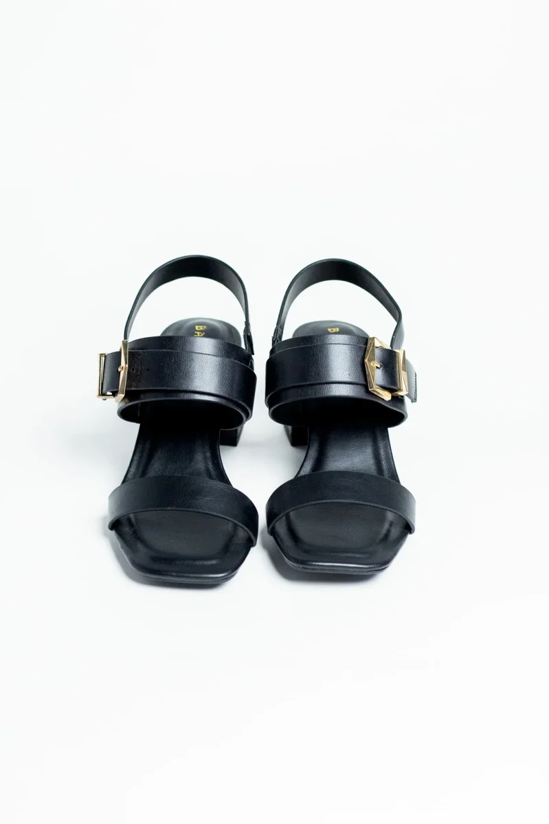 Zapatilla tiras hebilla negra para mujer - Imagen 2