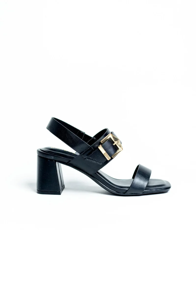 Zapatilla tiras hebilla negra para mujer - Imagen 4