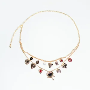 Cinturón de Cadena con Corazones Dorado para Mujer