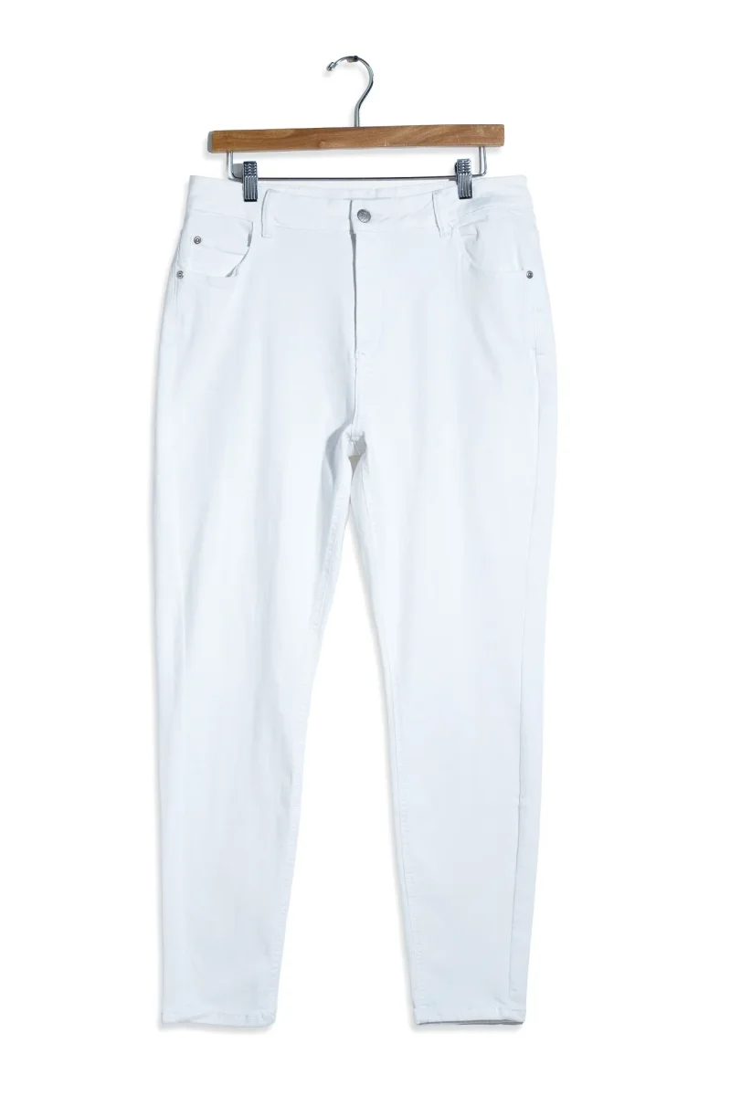 Jeans Curvy Skinny Liso Blanco Stretch Cintura Alta Casual - Imagen 7
