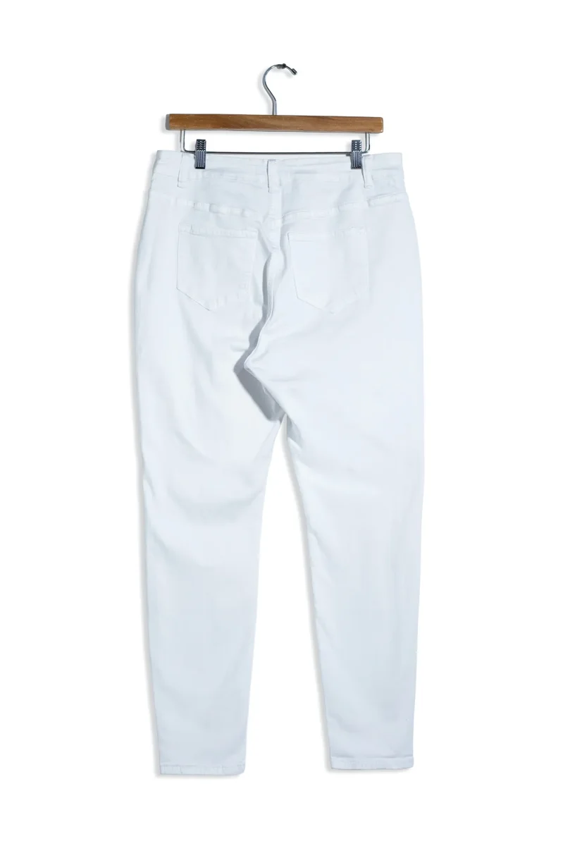 Jeans Curvy Skinny Liso Blanco Stretch Cintura Alta Casual - Imagen 8