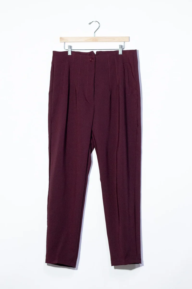 Pantalón Curvy Tipo Zara Tinto Cintura Alta Reloj de Arena - Imagen 4