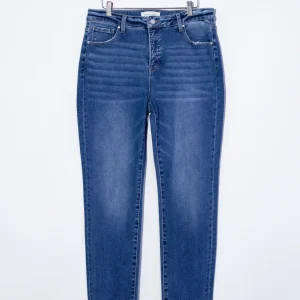 Jeans Skinny Curvy Deslavado Oscuro Stretch Push Up