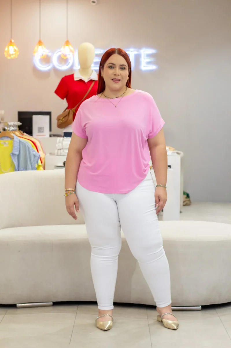 Jeans Curvy Skinny Liso Blanco Stretch Cintura Alta Casual - Imagen 5