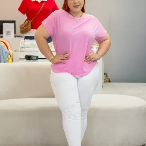 Jeans Curvy Skinny Liso Blanco Stretch Cintura Alta Casual