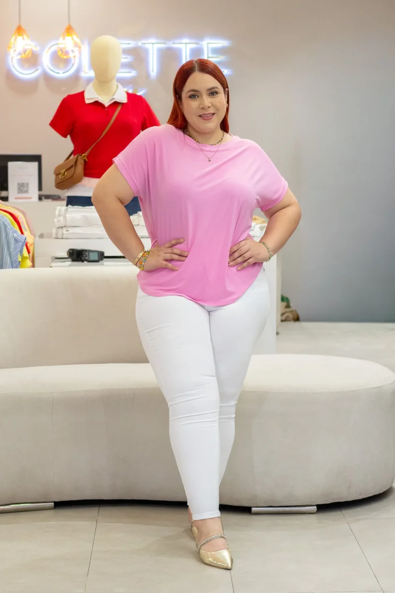 Jeans Curvy Skinny Liso Blanco Stretch Cintura Alta Casual