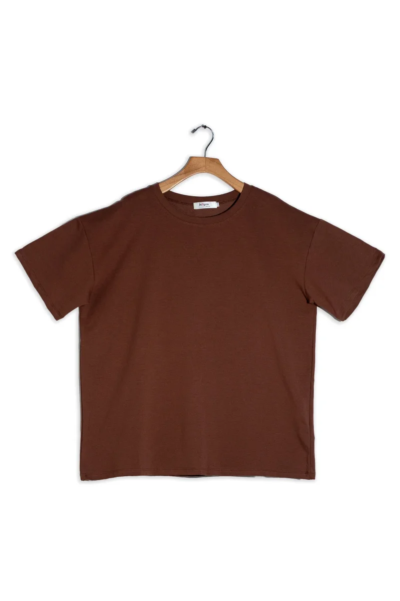 Playera Curvy Oversize Algodón Stretch Verde Olivo y Cafe Casual - Imagen 4