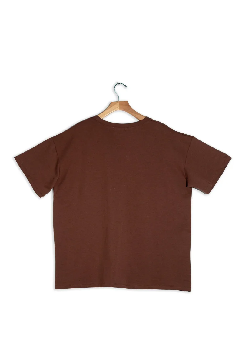 Playera Curvy Oversize Algodón Stretch Verde Olivo y Cafe Casual - Imagen 5