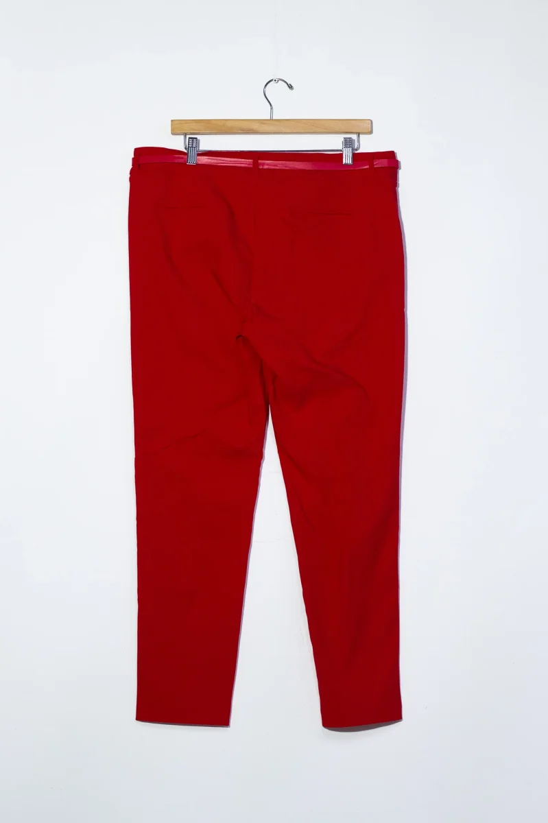 Pantalón Curvy Vestir Rojo con Cinto Fino Realza Glúteos - Imagen 5