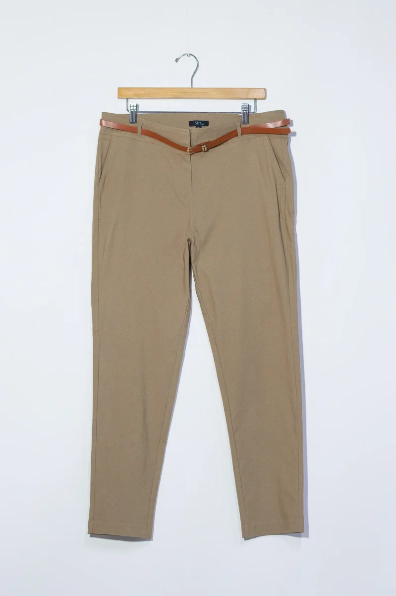 Pantalón Curvy Vestir Caki con Cinto Realza Glúteos - Imagen 4