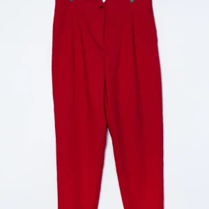 Pantalón Curvy Tipo Zara Rojo Cintura Alta Reloj de Arena