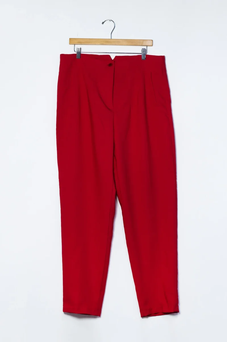 Pantalón Curvy Tipo Zara Rojo Cintura Alta Reloj de Arena - Imagen 2
