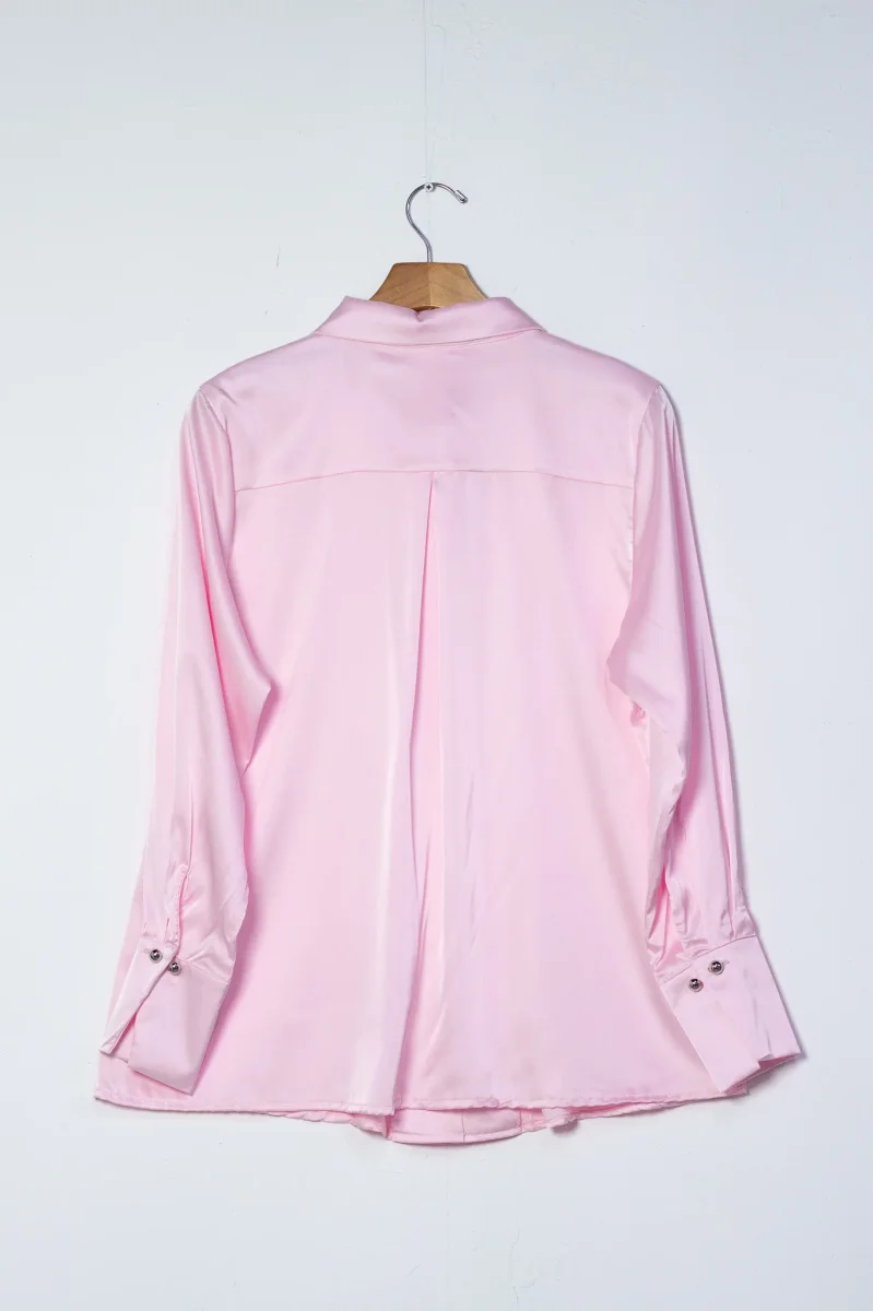 Camisa Curvy Básica Satín con Stretch Versátil Oficina Casual - Imagen 7