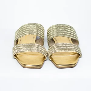 Sandalia Doble Banda Dorada Plus-Friendly Comodidad Real
