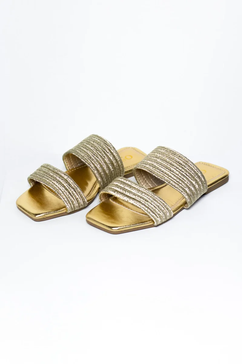 Sandalia Doble Banda Dorada Plus-Friendly Comodidad Real - Imagen 3