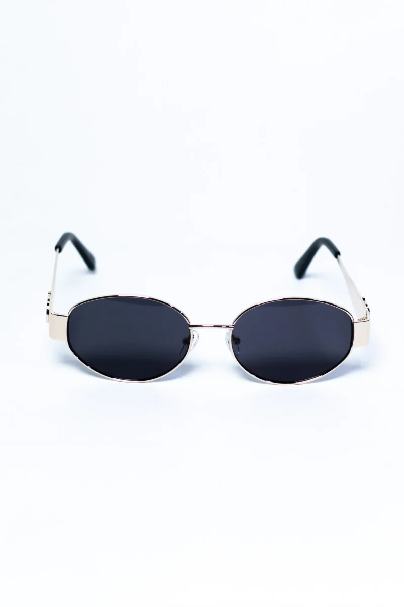 Lentes Sol Curvy-Friendly Ovalados Dorado Negro