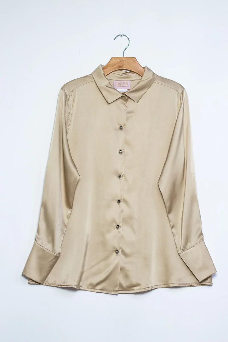 Camisa Curvy Satín Stretch Looks Oficina Casual Femenina - Imagen 6