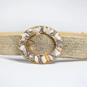 Cinto Elástico Curvy Dorado con Hebilla Circular Natural