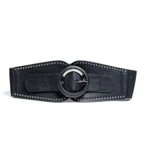 Cinto Curvy corset elástico Negro Estoperoles Hebilla Circular
