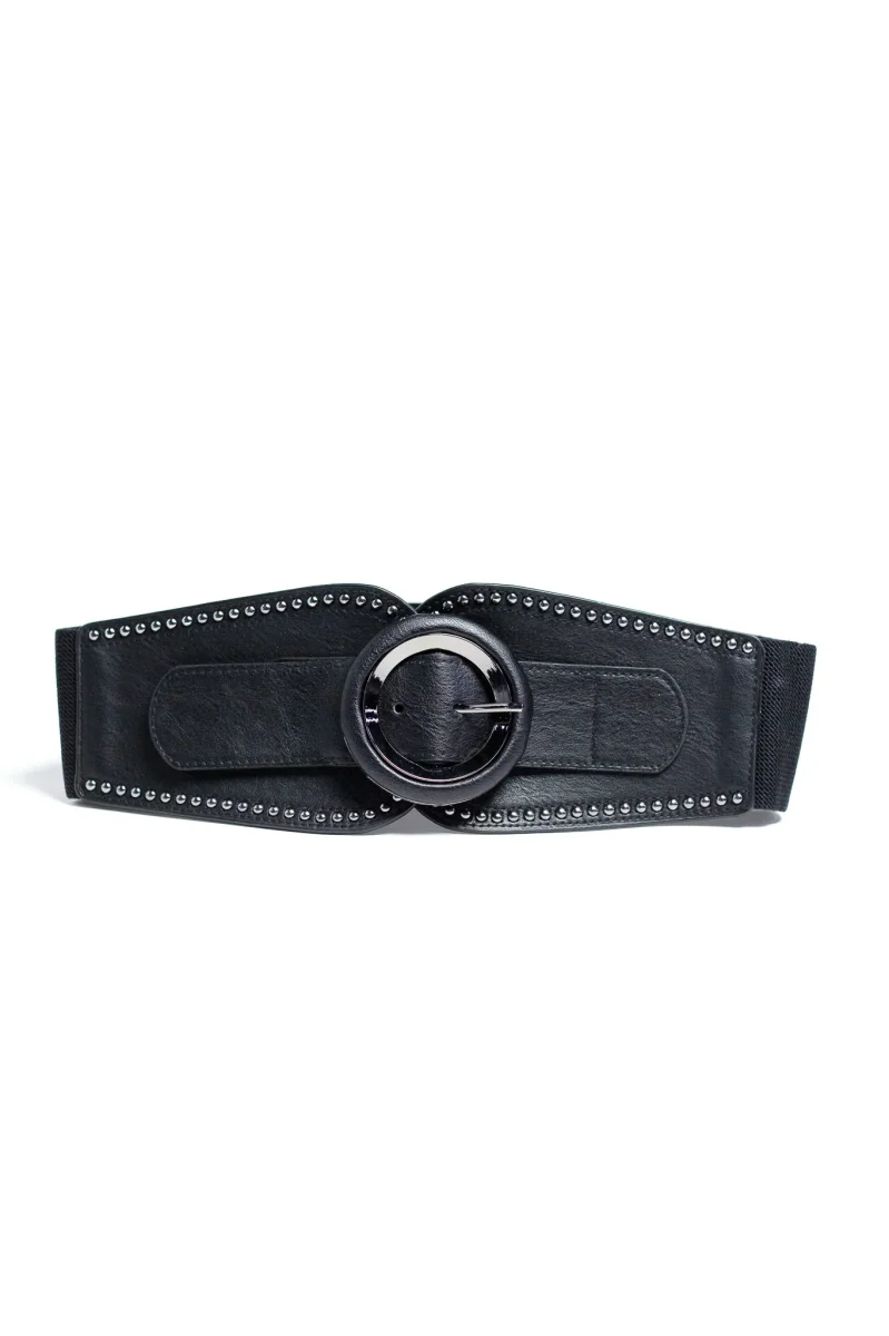 Cinto Curvy corset elástico Negro Estoperoles Hebilla Circular