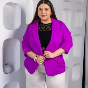 Blazer Curvy Elegante Oficina Forro Stretch Relajado