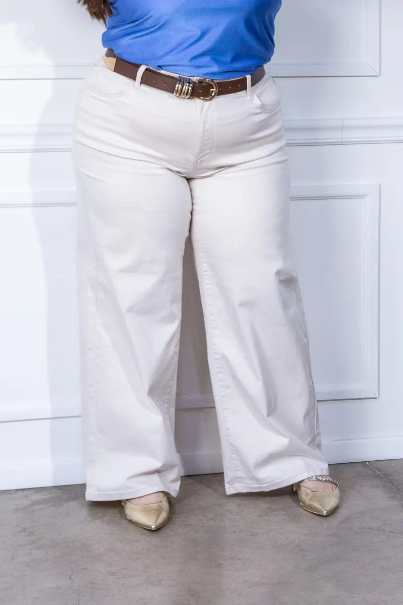 Jeans Curvy Campana Cintura Alta Color Hueso - Imagen 8