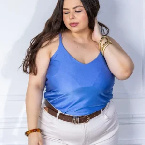Blusa Curvy Amarilla Tirantes Escote V Vibrante Tallas Extras