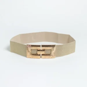 Cinto elastico hebilla cuadro dorado