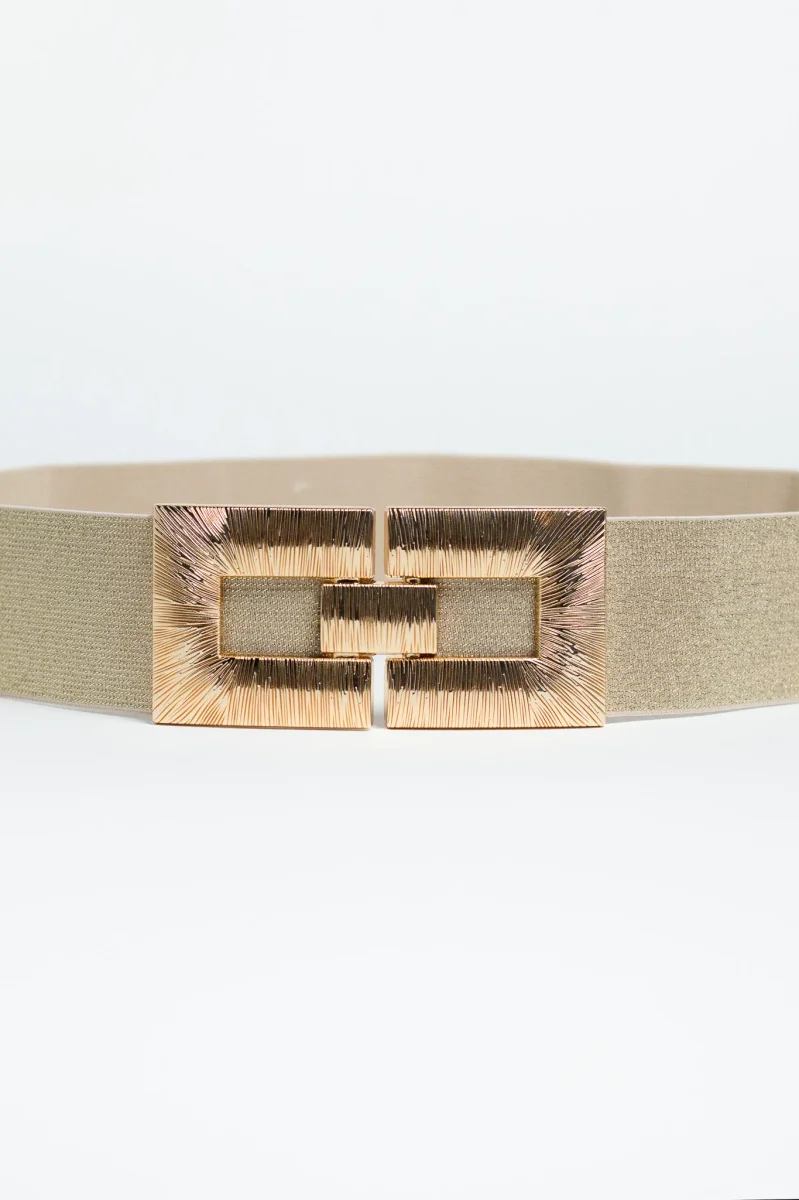 Cinto elastico hebilla cuadro dorado - Imagen 3
