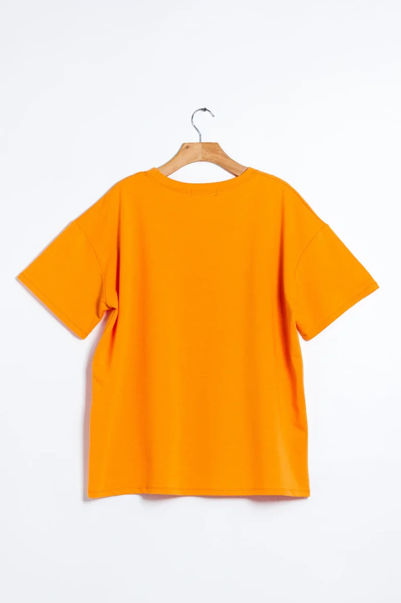 Playera Curvy Oversize Algodón Stretch Comodidad Lima y Naranja - Imagen 4