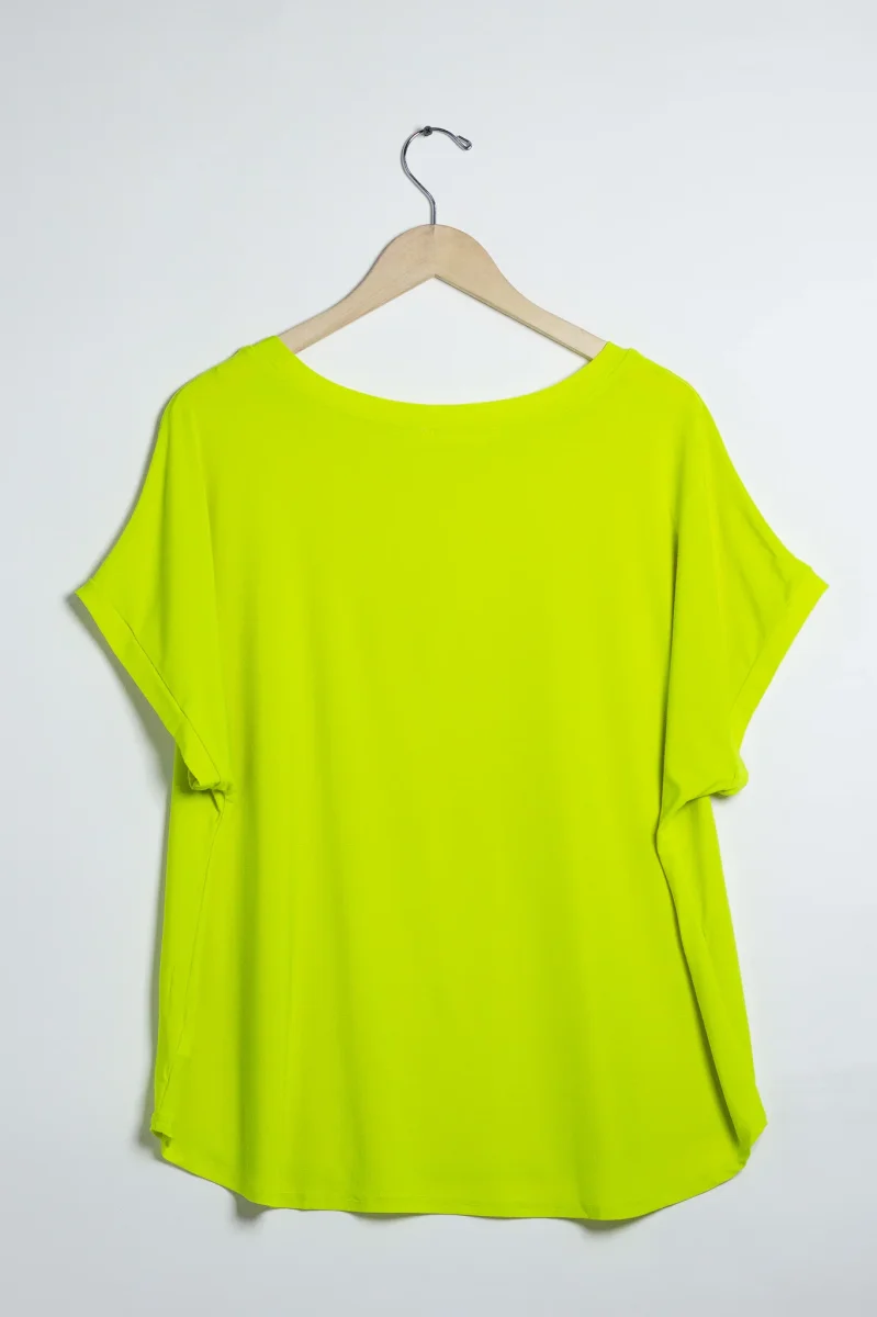 Blusa Curvy Licra Cuello Redondo Manga Corta Amarillo Limón - Imagen 6