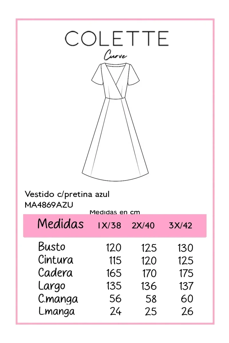 Vestido Curvy Midi Wrap Azul Cielo - Imagen 3