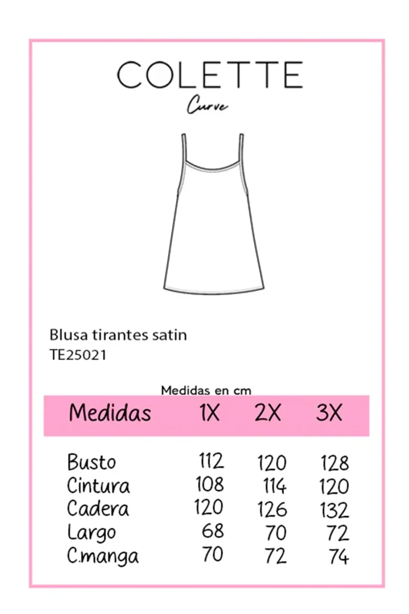Blusa Curvy Tirantes Satín ivory Elegante Versátil Eventos - Imagen 3