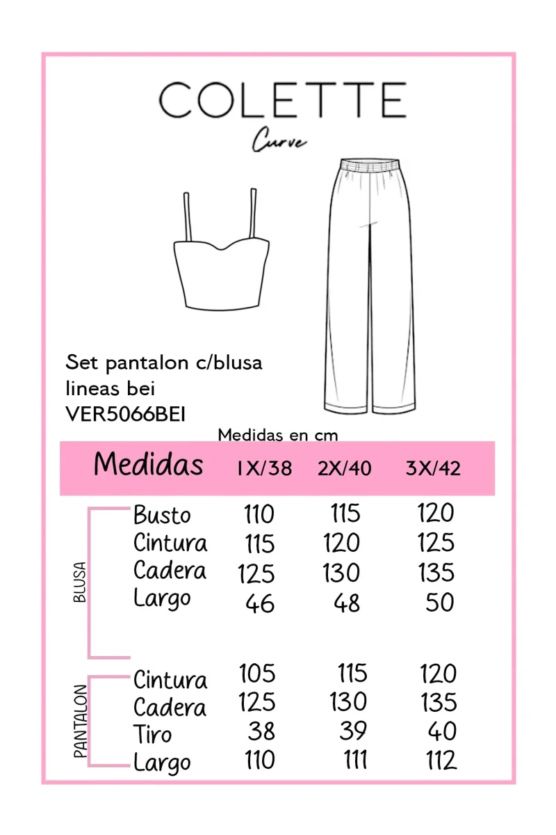 Set Curvy Pantalón y Blusa Líneas Beige Look Profesional - Imagen 3