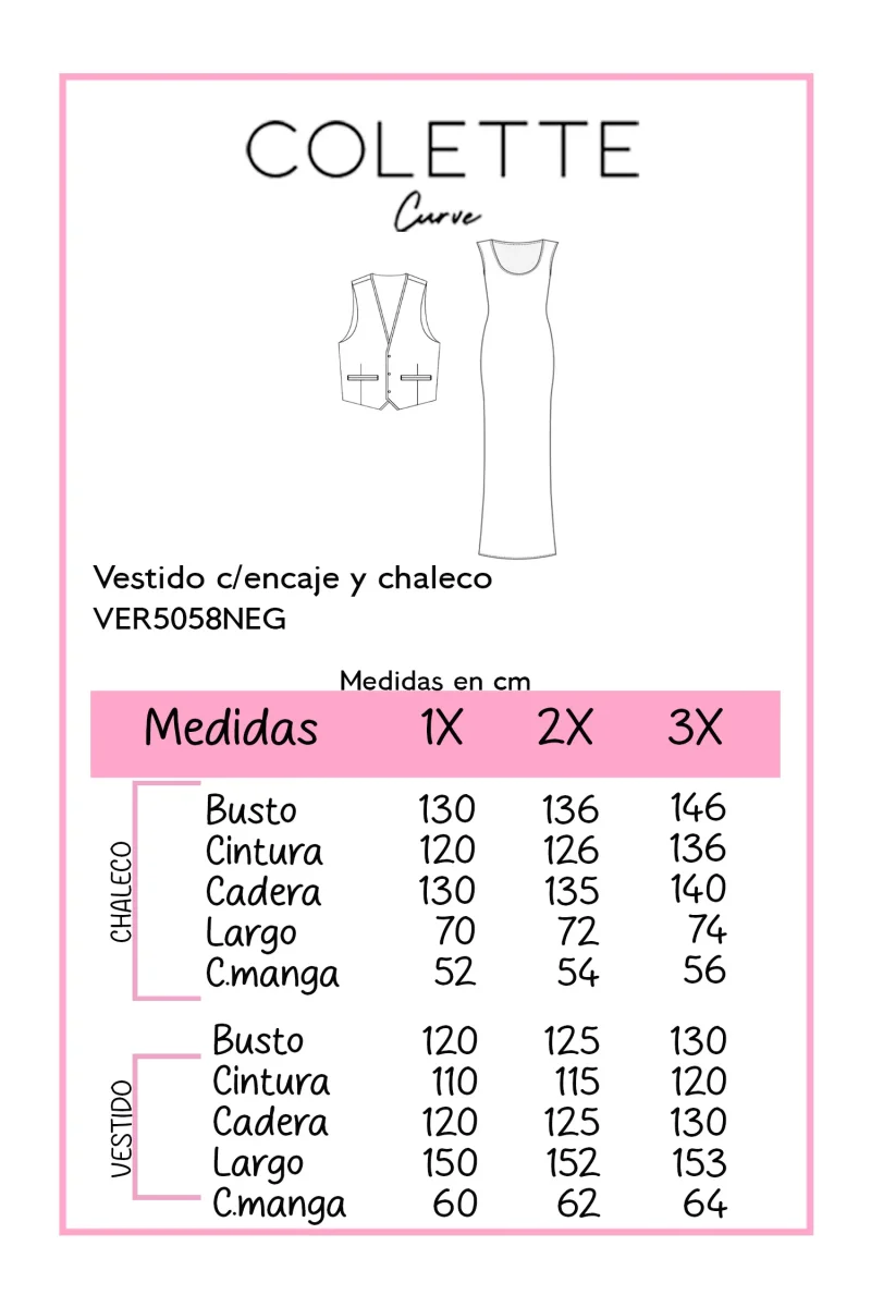 Vestido Curvy con Encaje y Chaleco Soñado Eventos Elegante - Imagen 3