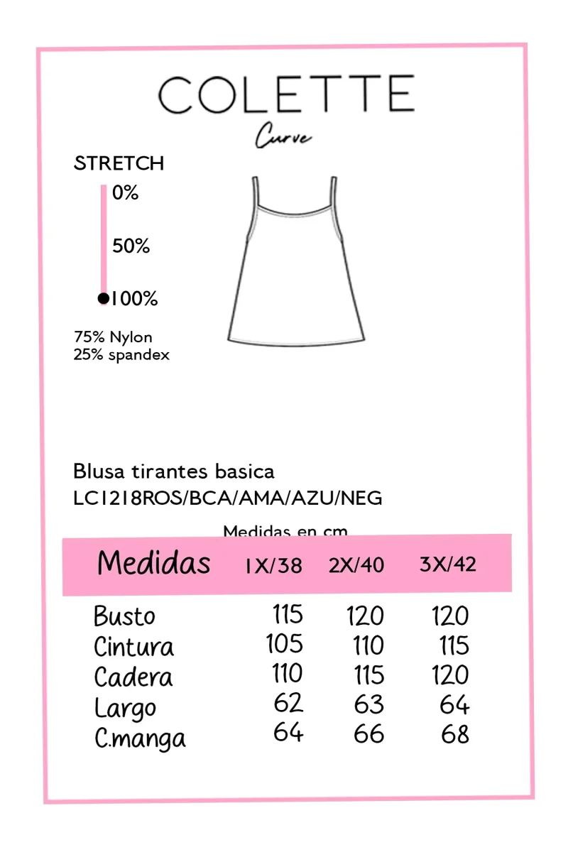 Blusa Curvy Tirantes Licra Negra Básica Esencial - Imagen 3