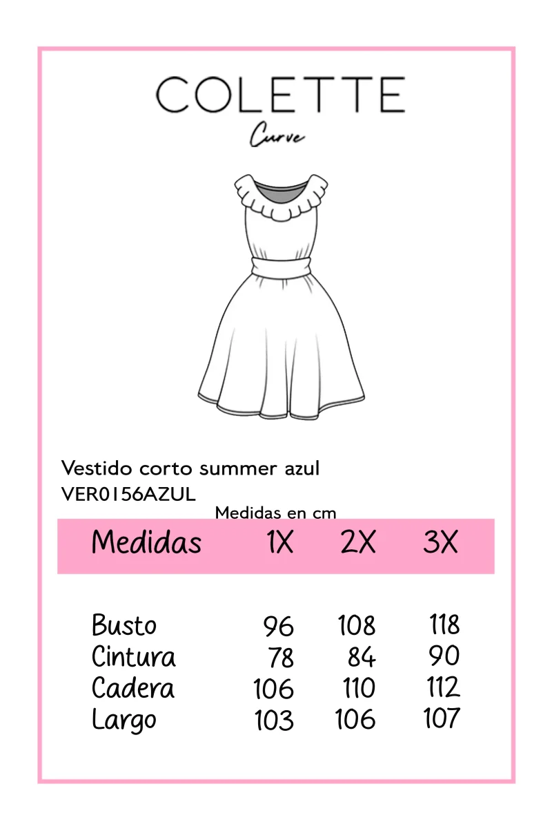 Vestido Curvy Corto Summer Azul Femenino Fresco Verano - Imagen 3