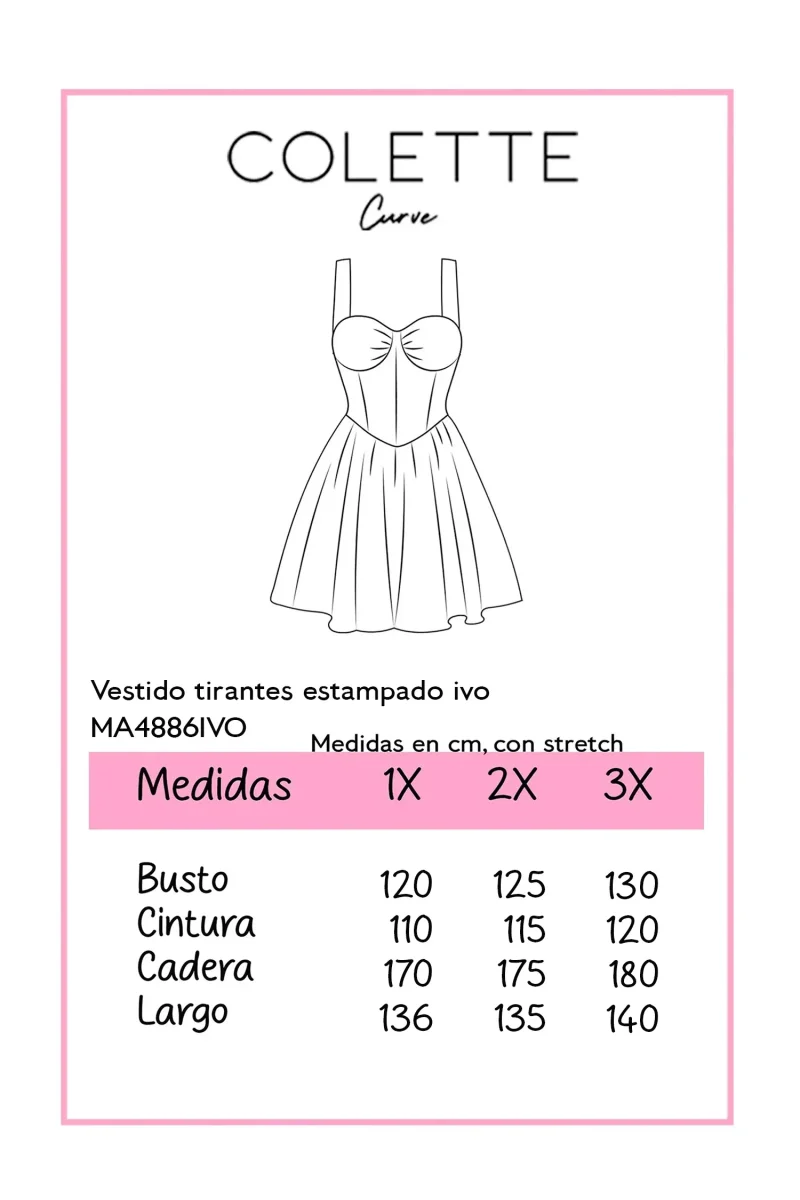 Vestido Midi Curvy Tirantes Floral Toile Cintura Imperio Ivory - Imagen 3