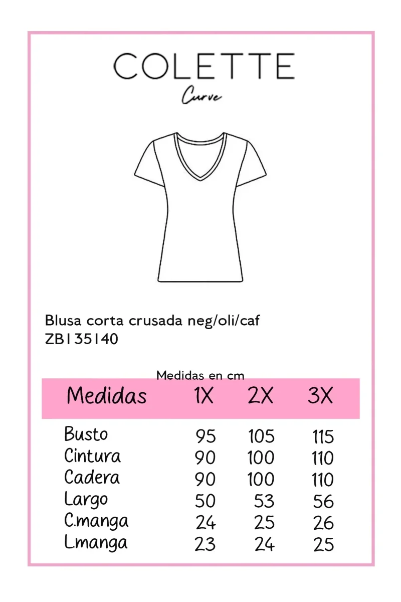 Blusa Curvy Corta Cruzada Café Elegante - Imagen 3